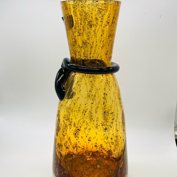Makora Krosno Poland Hand-Blown Amber Glass Vase - Picture 8 of 12